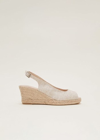 Phase Eight Peeptoe Slingback Espadrilles Heels Metal Canada | RUNTQK-806